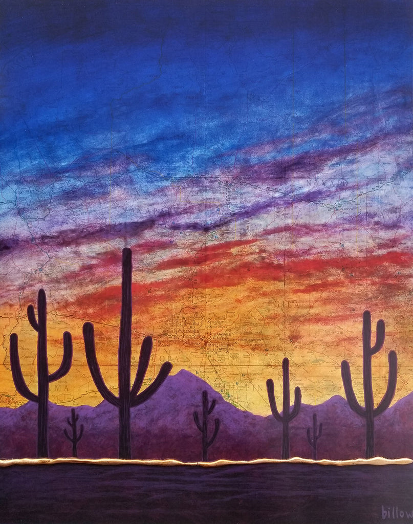 Arizona Sunset Saguaros (canvas wrap)