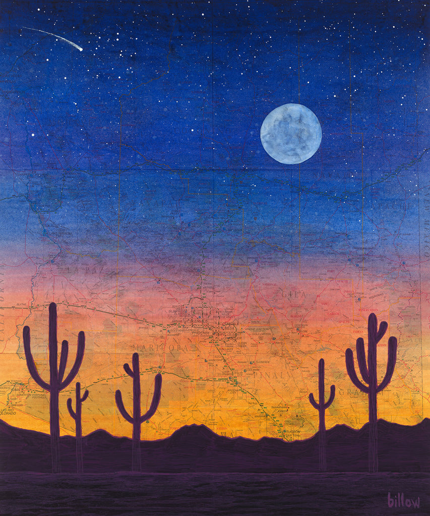 Arizona Moonlight Saguaros (photo print)