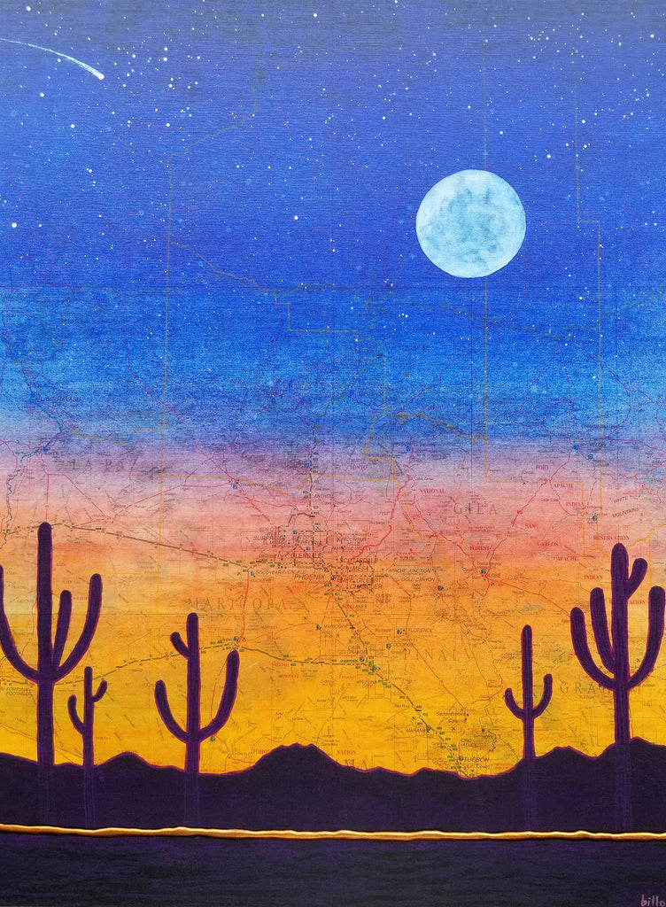 Arizona Moonlight Saguaros (canvas wrap)