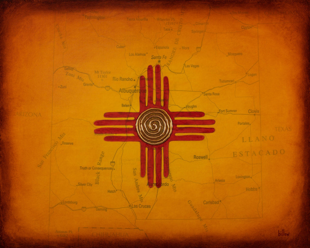 New Mexico Flag Map (photo print)