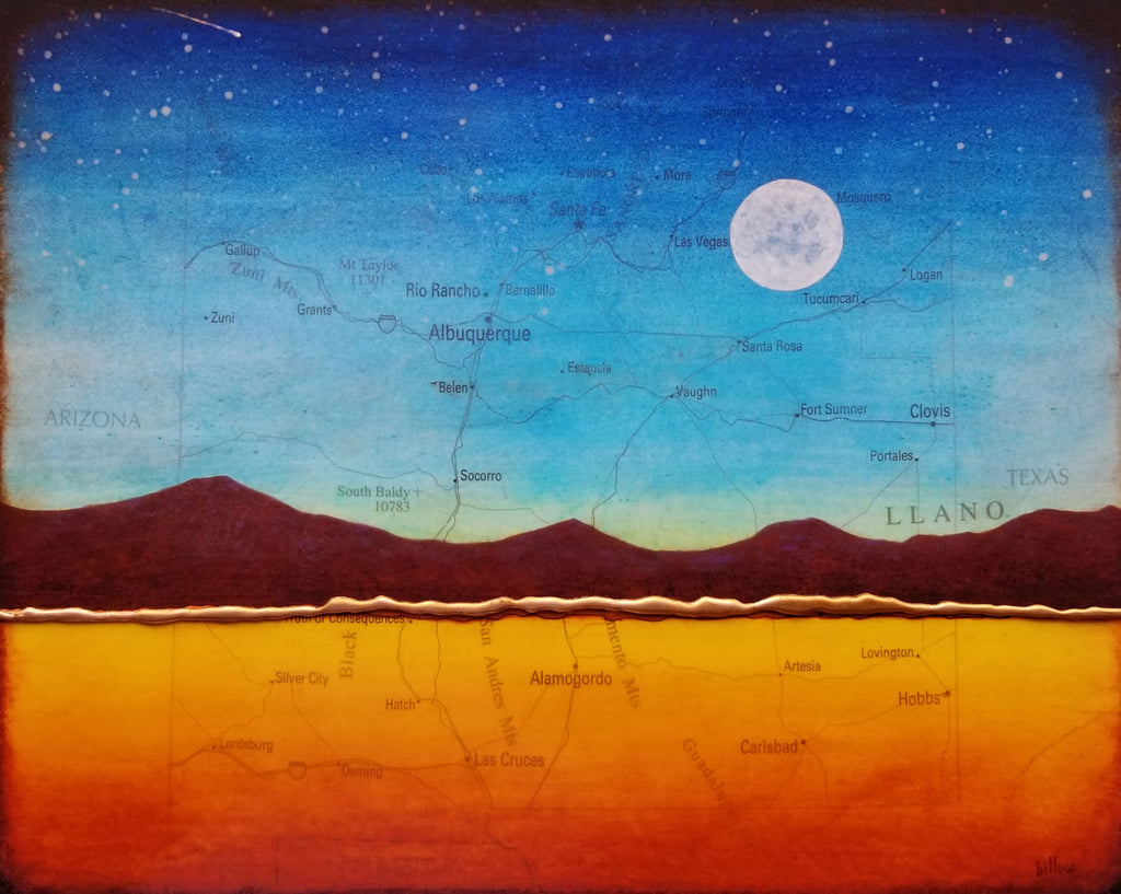 New Mexico Moon, Mountains, Shooting Star (canvas wrap)