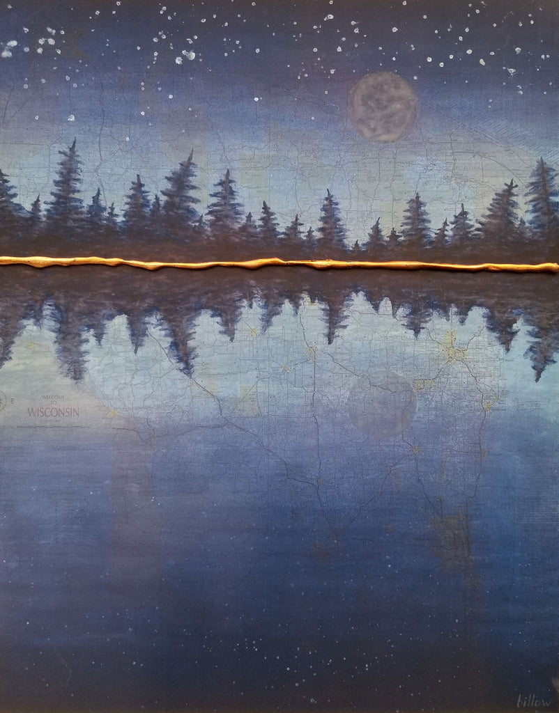 Wisconsin Blue Reflecting Trees (canvas wrap)