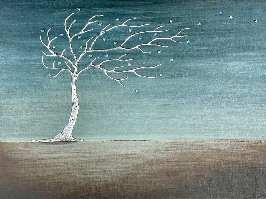 Windy Tree -  Glass Leaves  (canvas wrap)